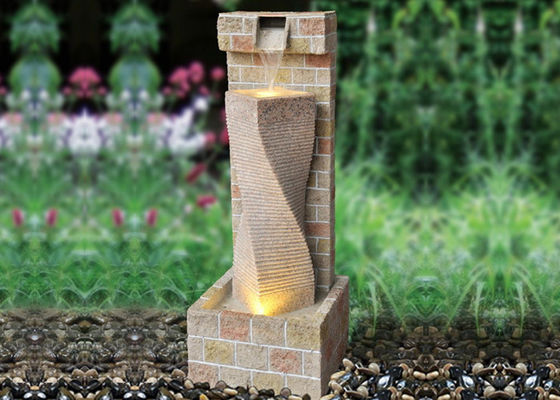 China Sola característica del agua de la fuente de la piedra de la columna de la geometría proveedor