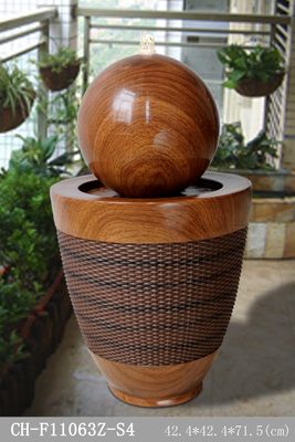 Fuente de agua de madera del efecto de la rota de la base de la elipse de la bola proveedor