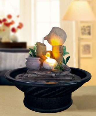 fuente de agua interior tablero de interiores de los 20x18.5cm de la sala de estar casera de bambú tradicional de la decoración Polyresin proveedor
