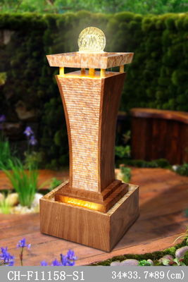 Fuente de madera del jardín de la rota de la columna del efecto largo del mármol proveedor