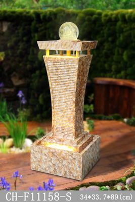 Fuente de madera del jardín de la rota de la columna del efecto largo del mármol proveedor